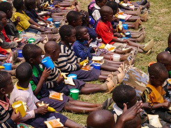 Kids chowing down their lunch