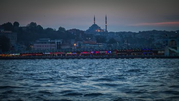 The old city and the Galata Bridge from the water
