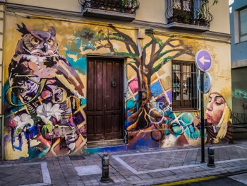 Street art Owl in Granada