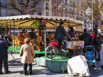 Bicycle powered merry-go-round