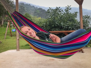 Smiling Rachel in a hammock