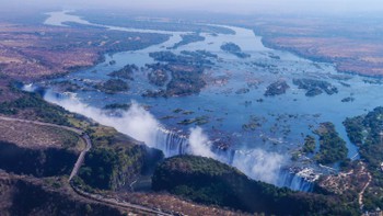 Victoria falls from the air