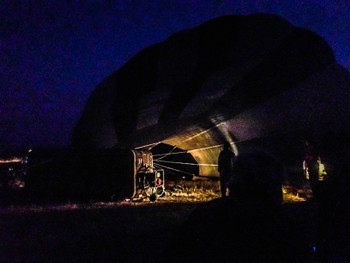 A balloon being fan inflated