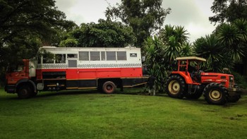 Big tractor towing the truck out