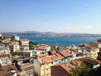 The beautiful view of the Bosphorus from our apartment