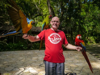 Me and a bunch of macaws