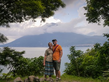 Rachel and I in front of Volcan San Pedro