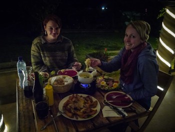 Delicious fondue dinner