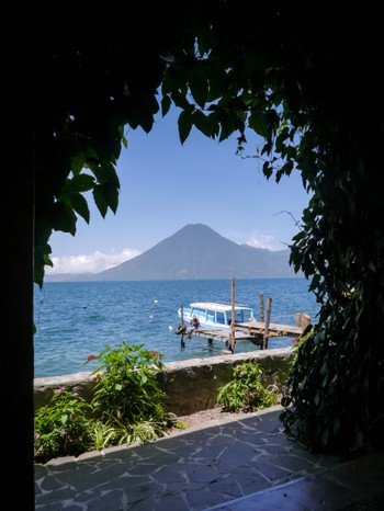 Volcan San Pedro framed in plants