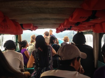 Cramped taxi boat