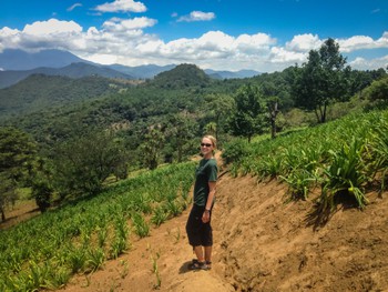 Rachel in a farmers field