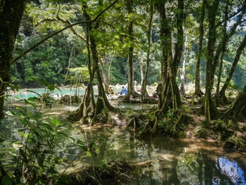 The edges of the pools