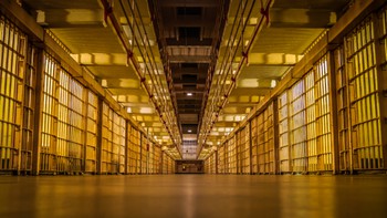 Alcatraz cell corridor at night